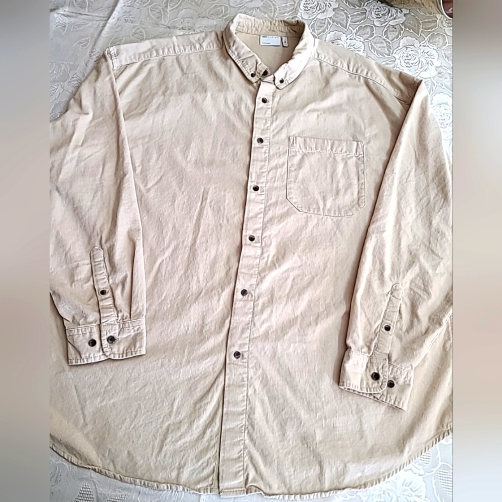 OSOS Design 90s Men's Oversized  Velvet Shirt in Ecru Color Sixe 4XL
